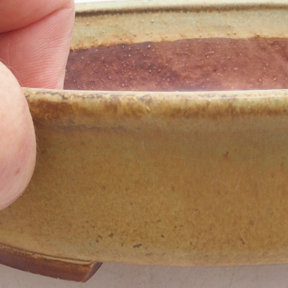 Keramická bonsai miska 17 x 15 x 4 cm, barva zelená