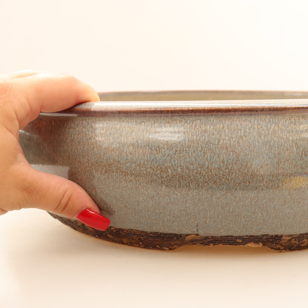 Keramická bonsai miska 35 x 35 x 9,5 cm, barva šedá - POUZE OSOBNÍ ODBĚR nebo paletová přeprava