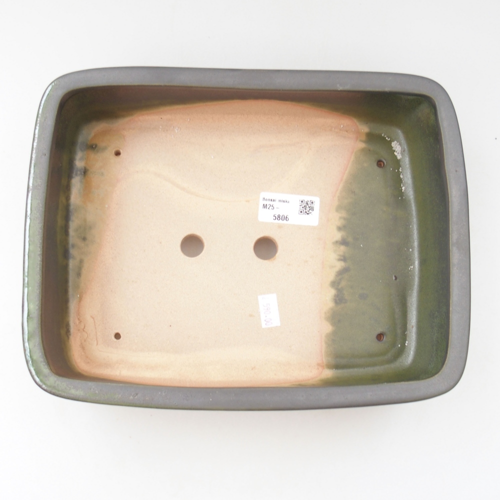 Keramická bonsai miska 26,5 x 20,5 x 6,5 cm, barva zelená