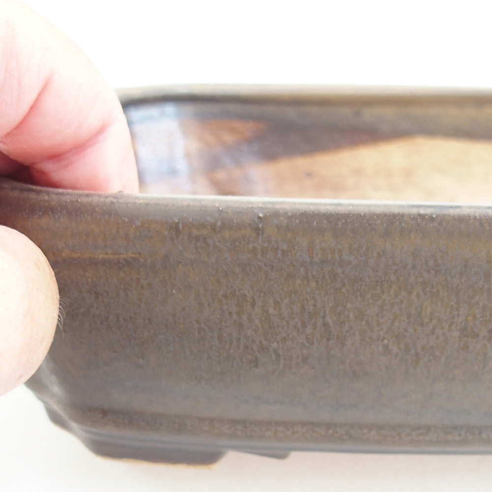 Keramická bonsai miska 21 x 18 x 6 cm, barva hnědá