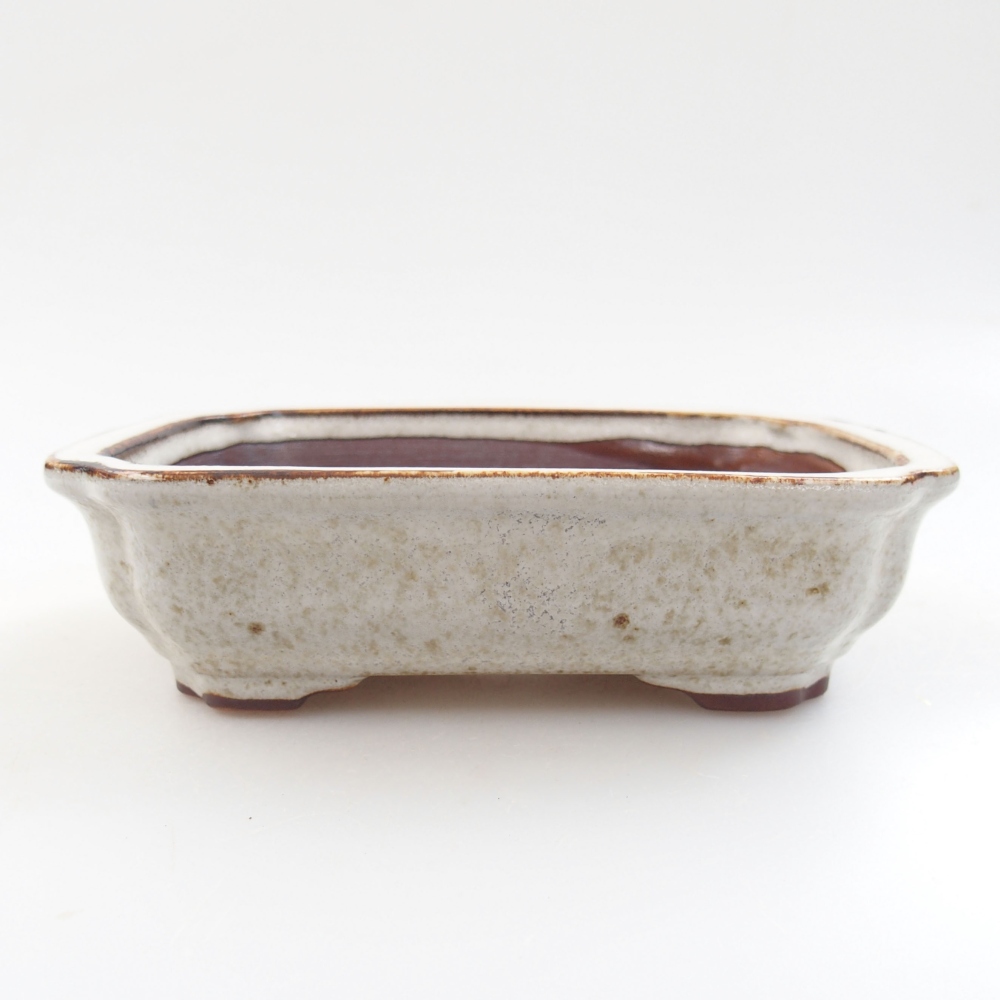 Keramická bonsai miska 14 x 10,5 x 4 cm, barva bílá