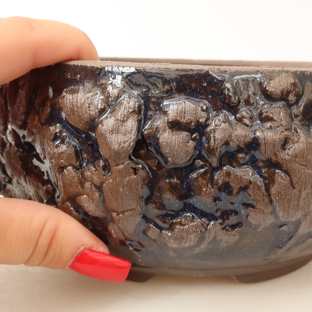 Keramická bonsai miska 16 x 16 x 8 cm, barva hnědá