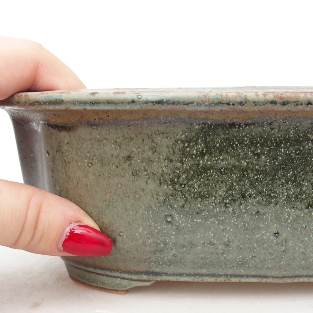 Keramická bonsai miska 22 x 18 x 7,5 cm, barva zelená