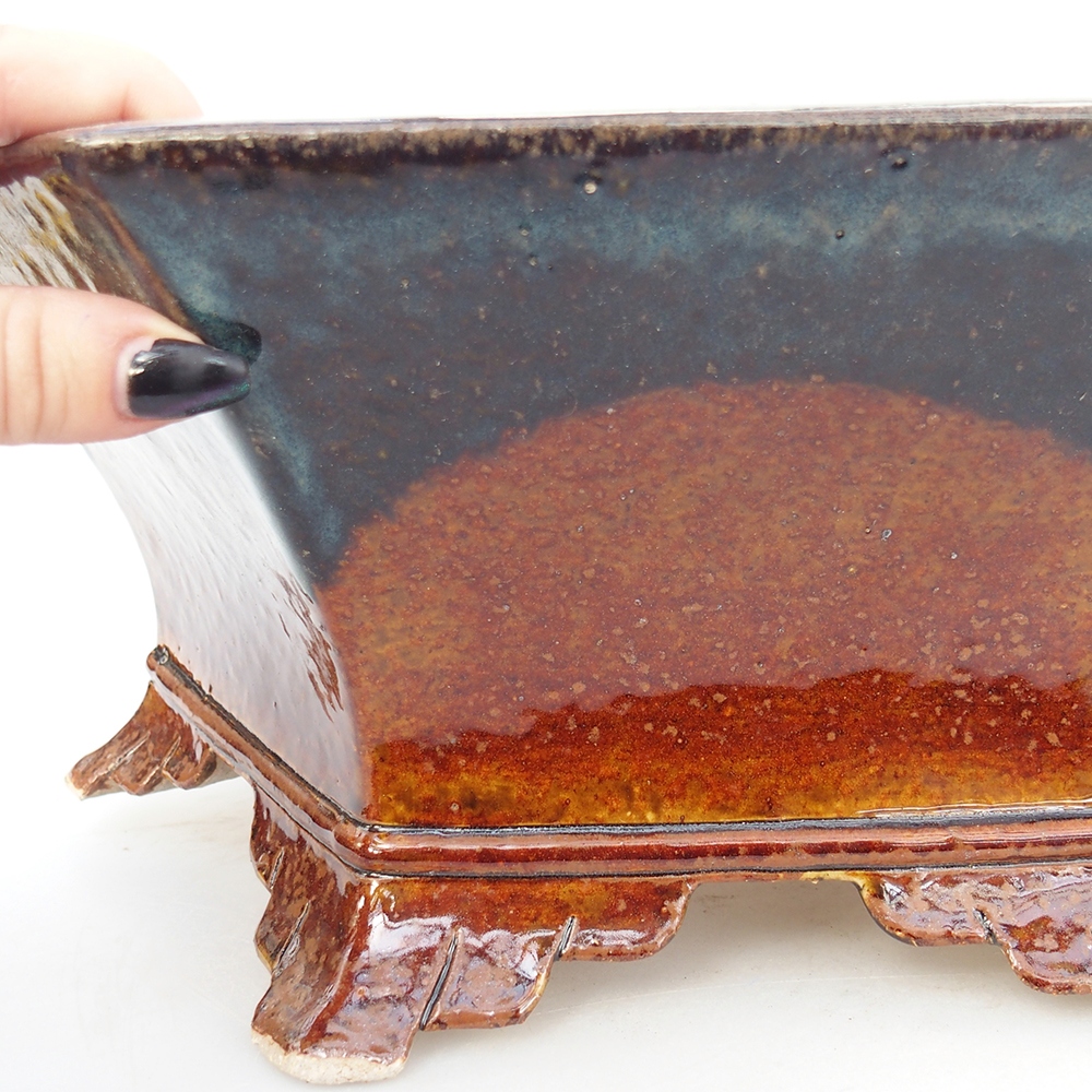 Keramická bonsai miska 36 x 31,5 x 14 cm, barva hnědá