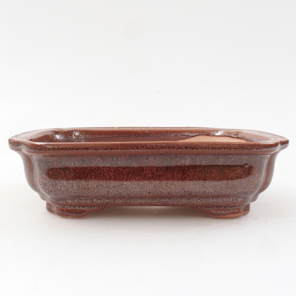 Keramická bonsai miska 14 x 11 x 4 cm, barva hnědá