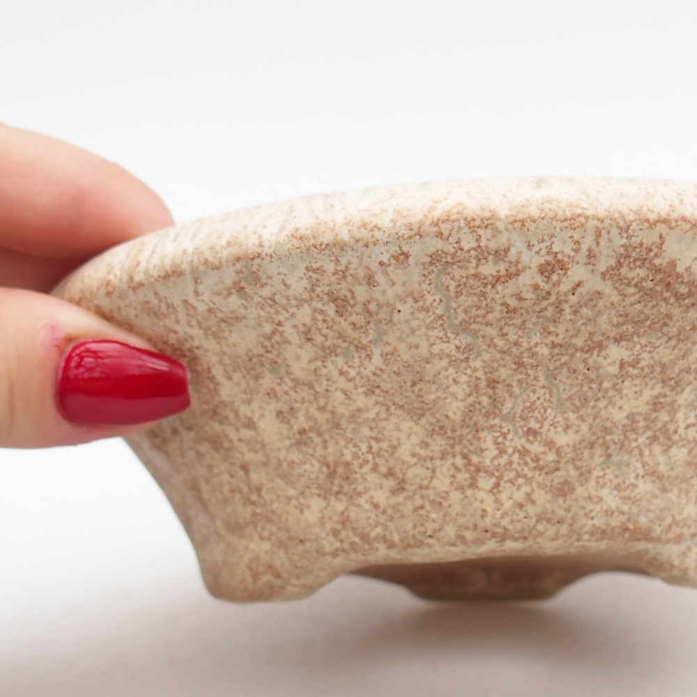 Keramická bonsai miska 13,5 x 13,5 x 5 cm, barva béžová