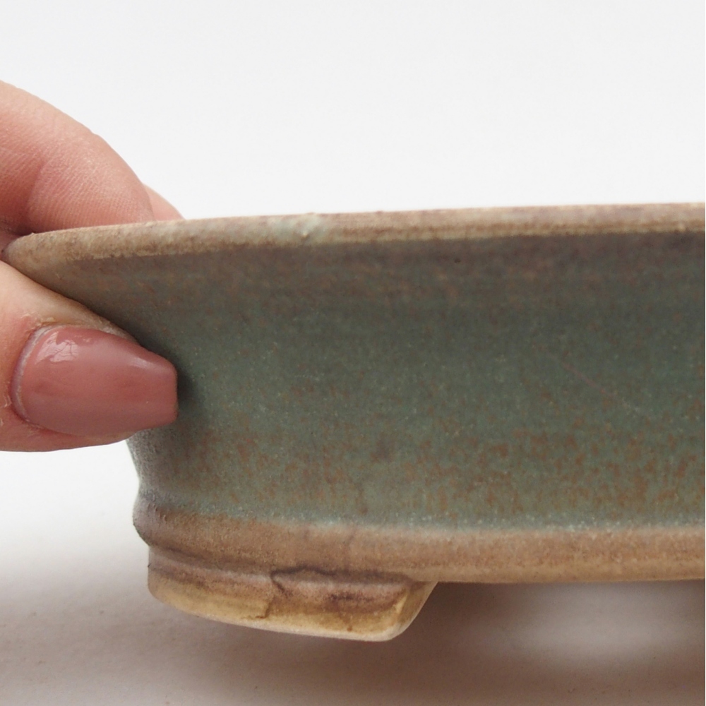 Keramická bonsai miska 14,5 x 12,5 x 4 cm, barva zelená