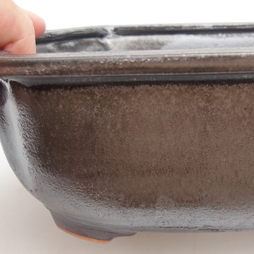 Keramická bonsai miska 22 x 16,5 x 7 cm, barva kovová