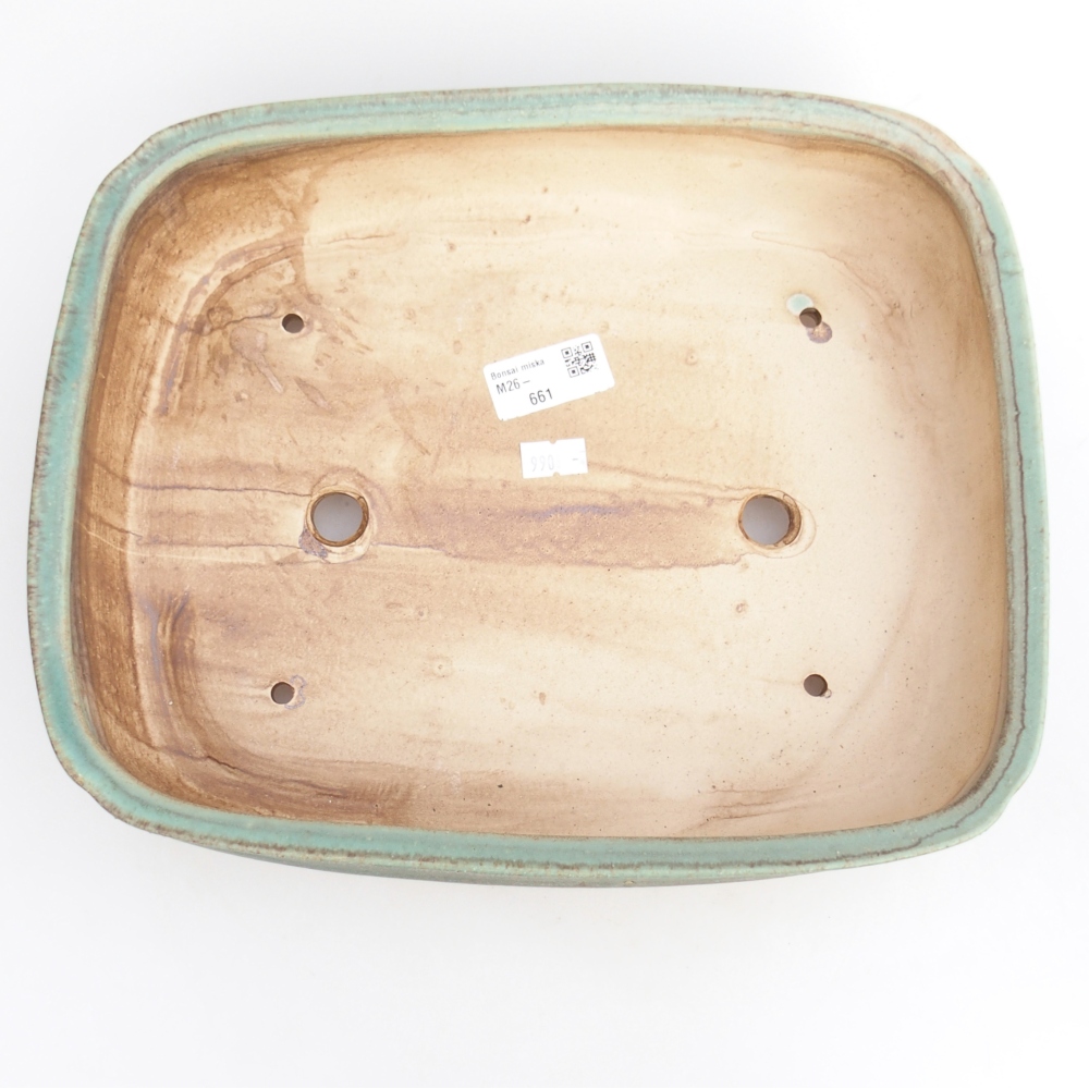 Keramická bonsai miska 29,5 x 24 x 7 cm, barva zelená