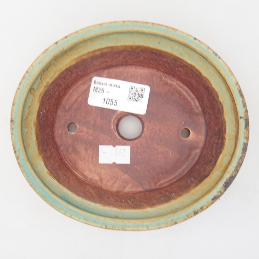 Keramická bonsai miska 14,5 x 12,5 x 4 cm, barva zelená