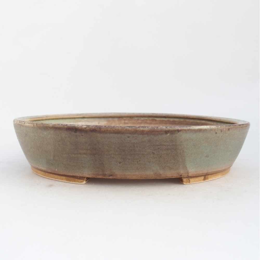 Keramická bonsai miska 21 x 19 x 4,5 cm, barva zelená