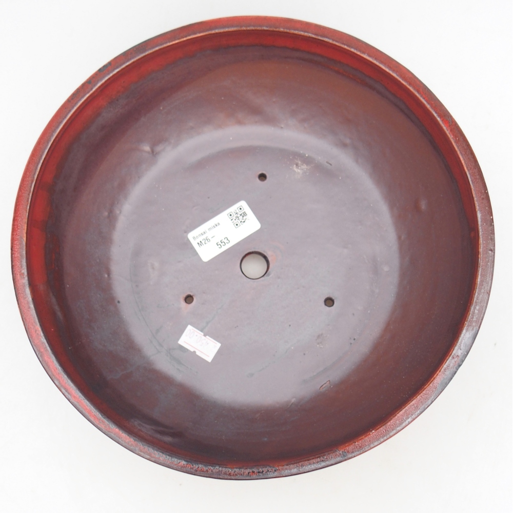 Keramická bonsai miska 24,5 x 24,5 x 7,5 cm, barva červená