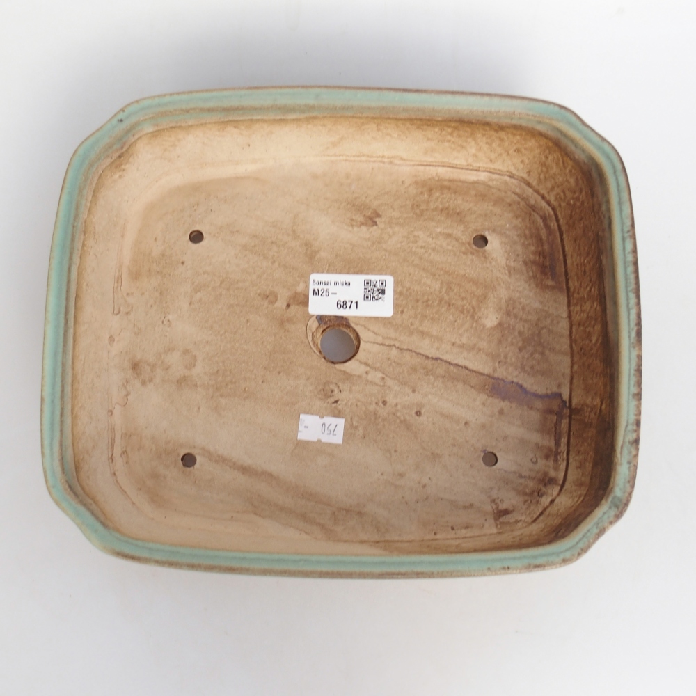 Keramická bonsai miska 25 x 21,5 x 6,5 cm, barva zelená