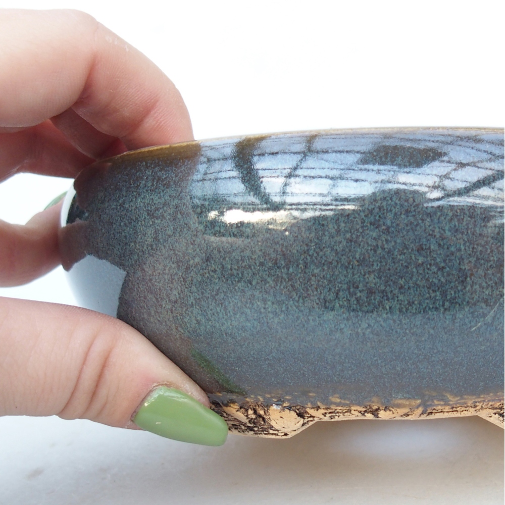 Keramická bonsai miska 15 x 15 x 5,5 cm, barva modrošedá