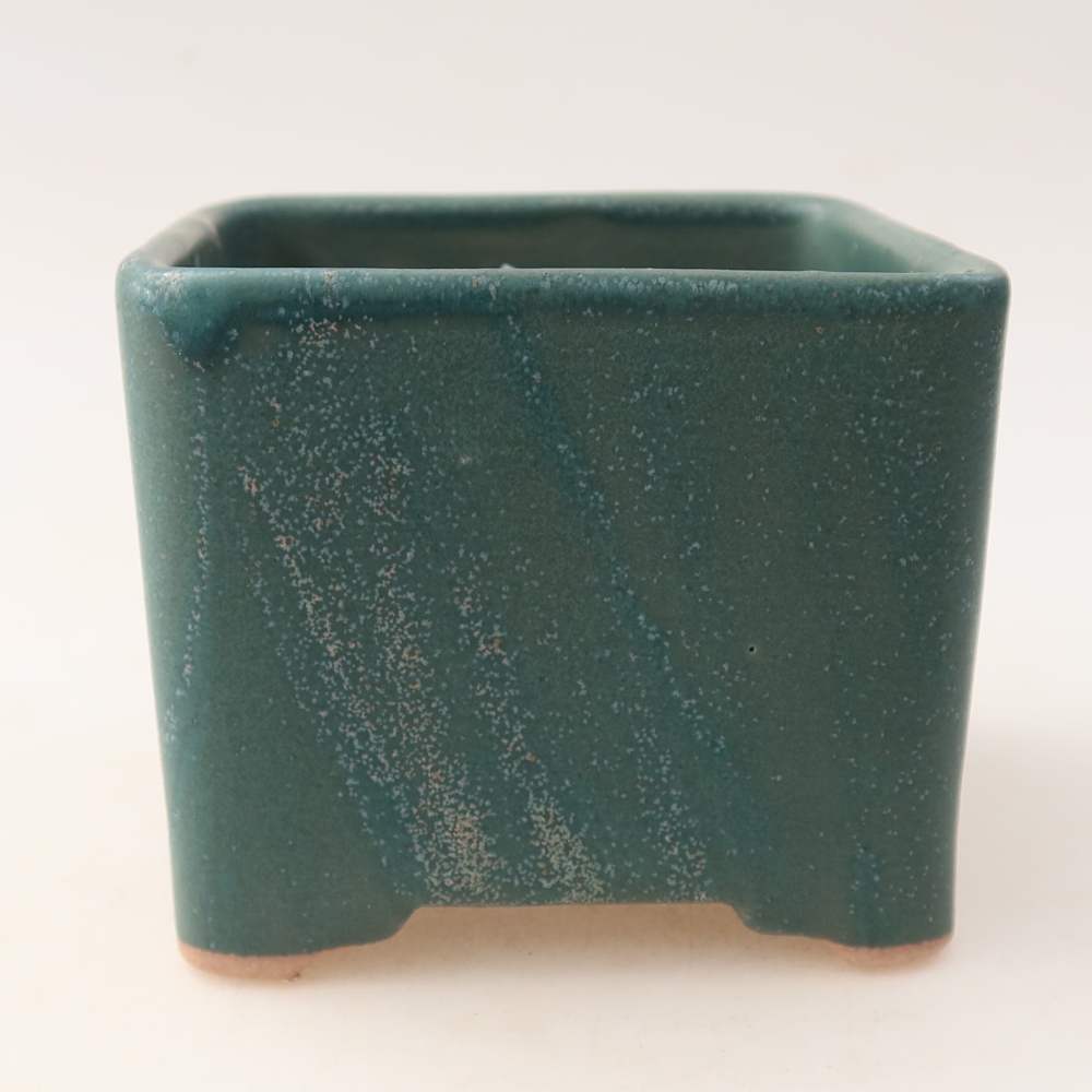 Keramická bonsai miska 10 x 10 x 8 cm, barva modrá