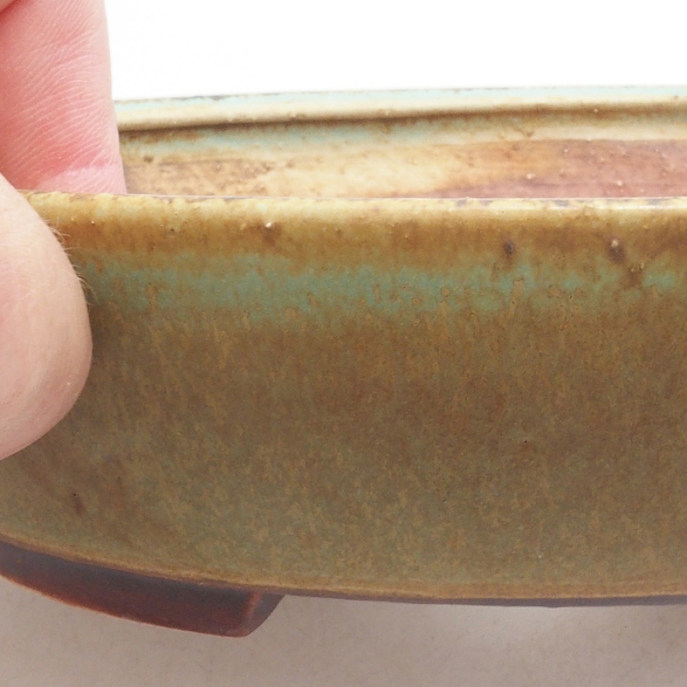 Keramická bonsai miska 18 x 16 x 4 cm, barva zelená