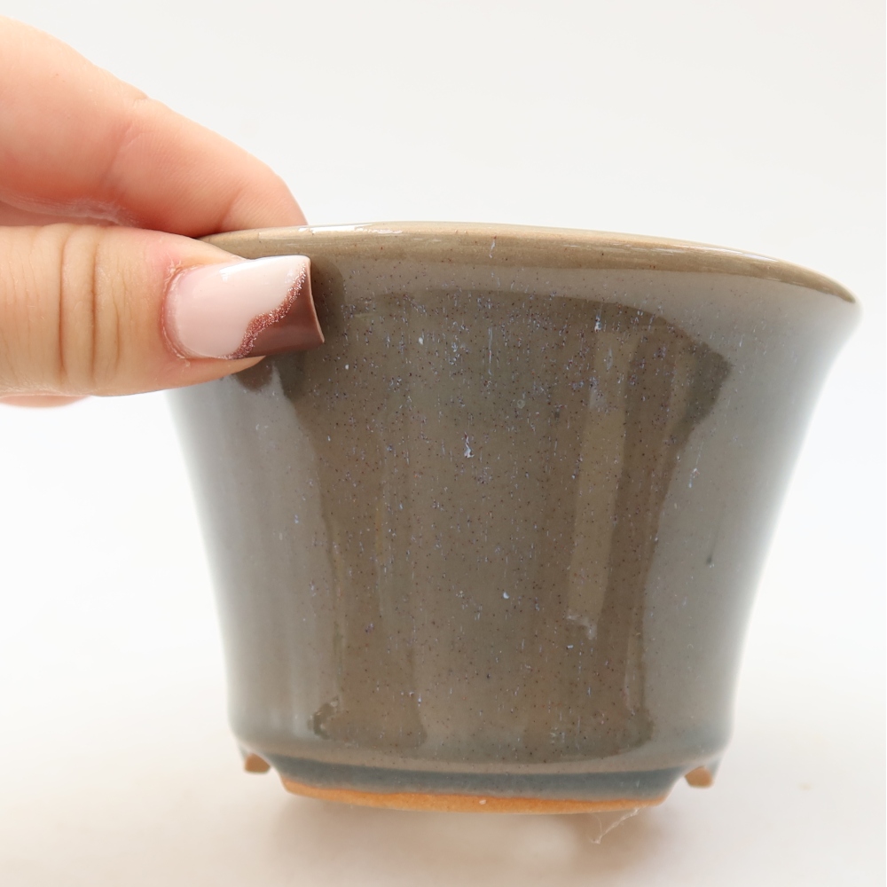 Keramická bonsai miska 11 x 11 x 7 cm, barva šedá