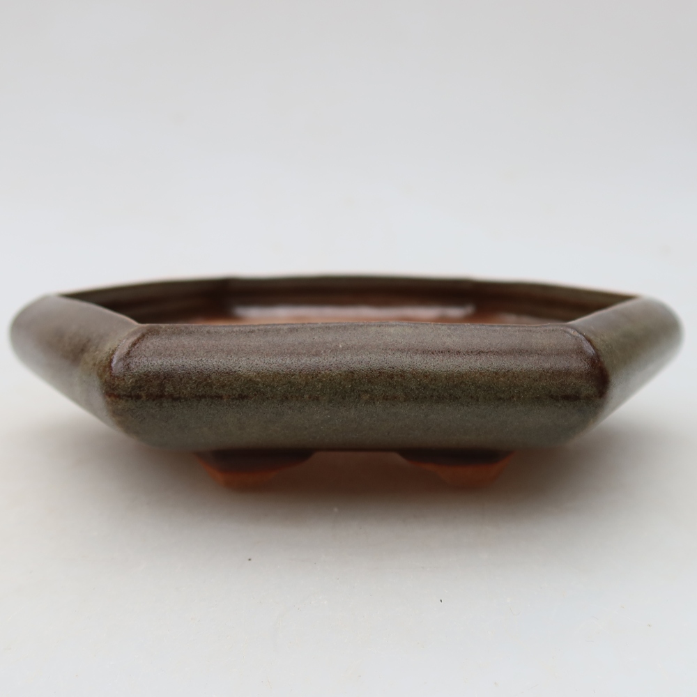 Keramická bonsai miska 17 x 15 x 4 cm, barva hnědá