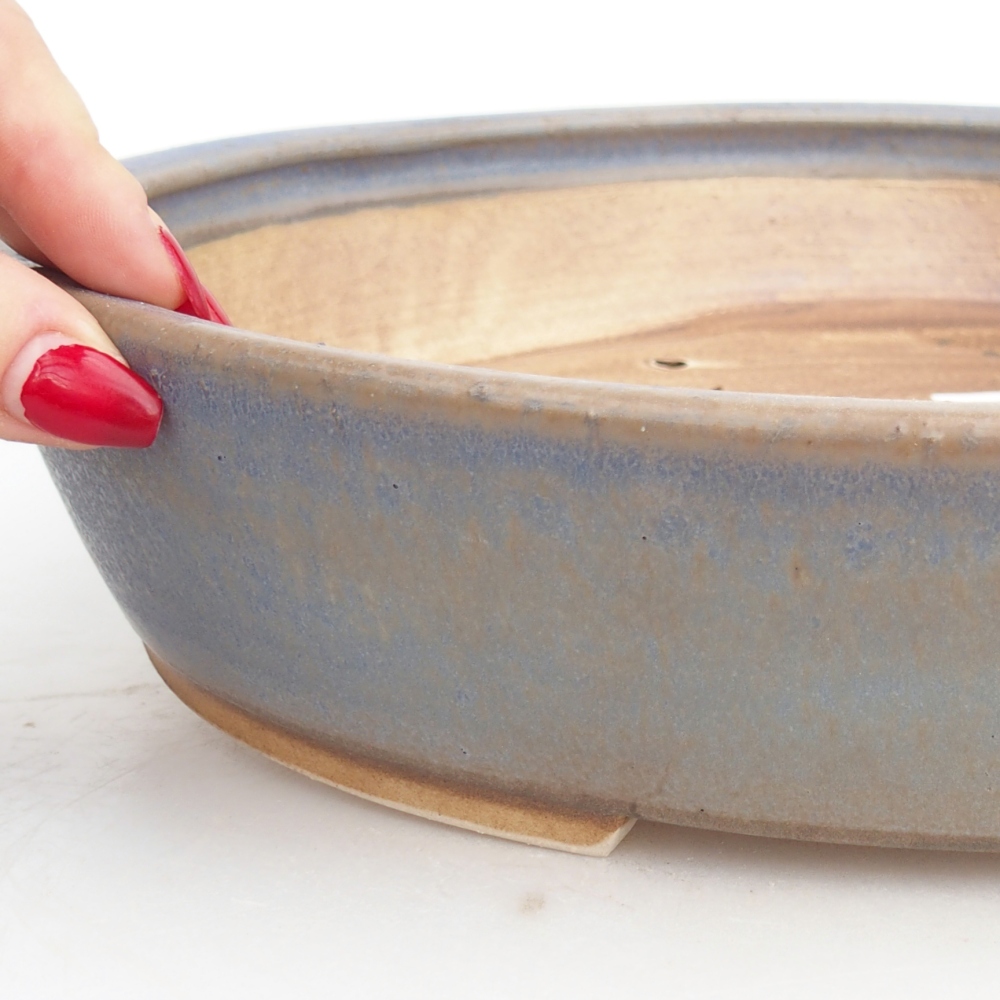 Keramická bonsai miska 31,5 x 28,5 x 6,5 cm, barva modrá