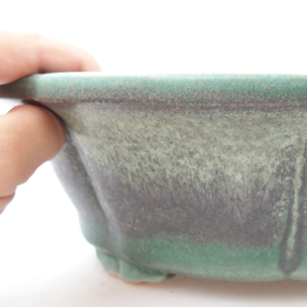 Keramická bonsai miska 26 x 26 x 8,5 cm, barva zelená