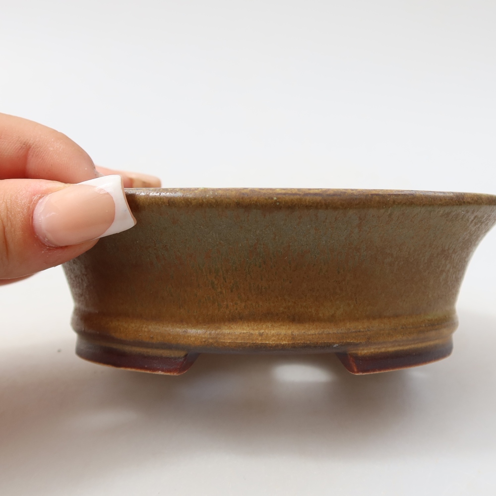 Keramická bonsai miska 12,5 x 11,5 x 4 cm, barva zelená