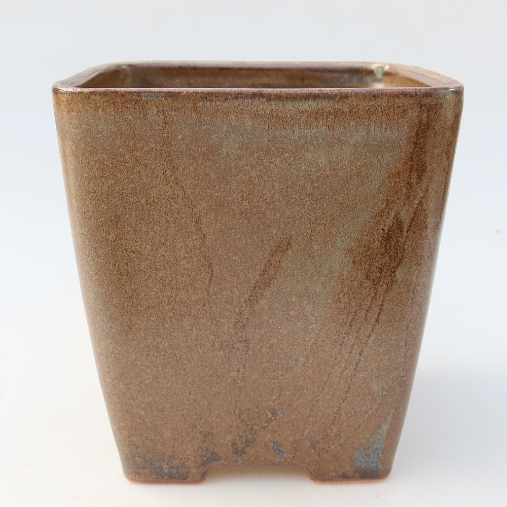 Keramická bonsai miska 13,5 x 13,5 x 15 cm, barva hnědá