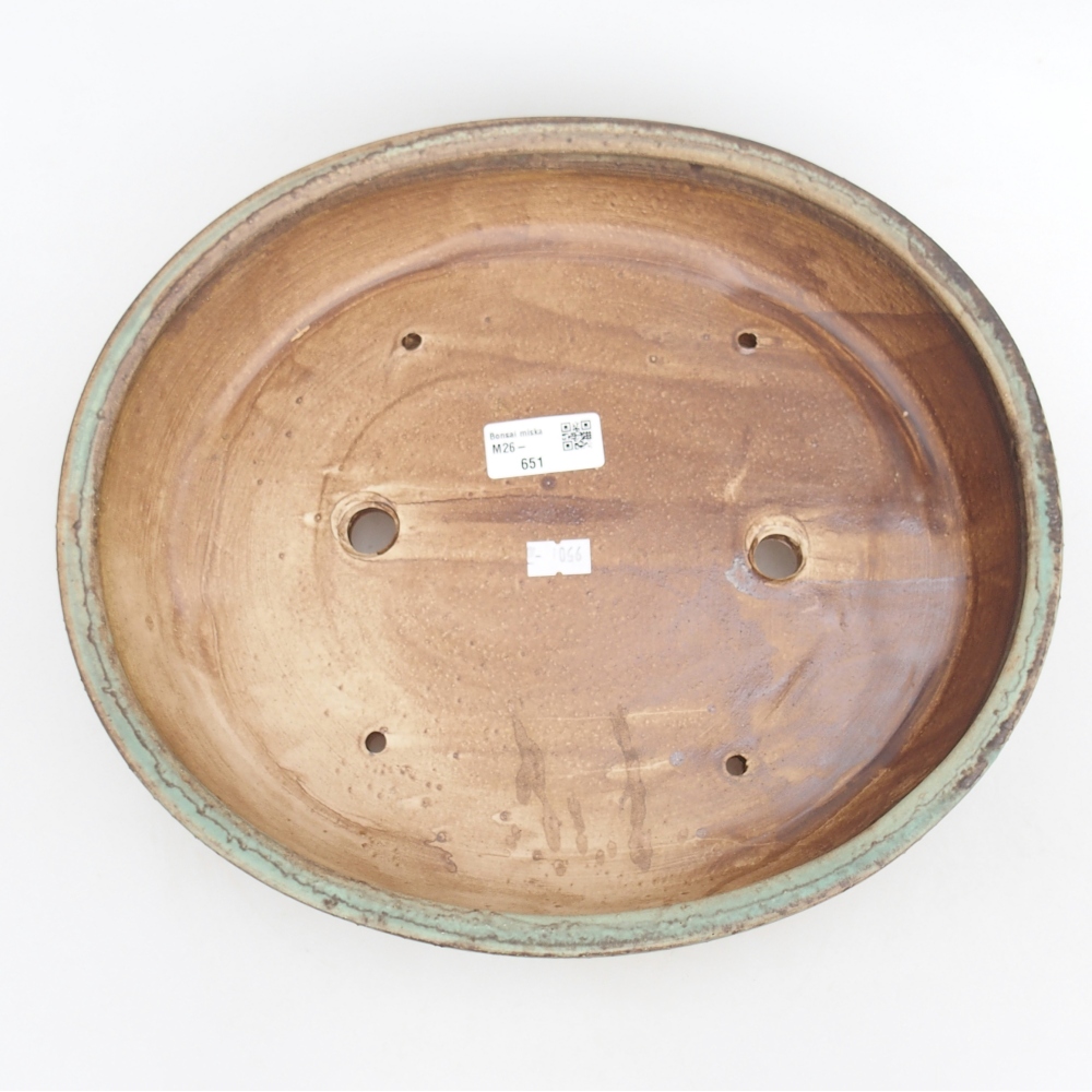 Keramická bonsai miska 31,5 x 28,5 x 6,5 cm, barva zelená