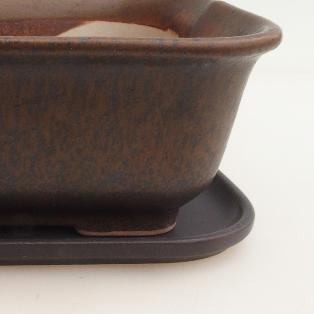 Bonsai miska + podmiska H36 - 17 x 15 x 7,5 cm. - hnědá