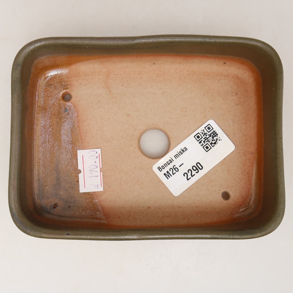Keramická bonsai miska 13 x 9,5 x 3,5 cm, barva zelená