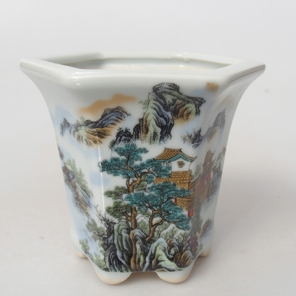 Keramická bonsai miska 10 x 9 x 9 cm, barva bílá