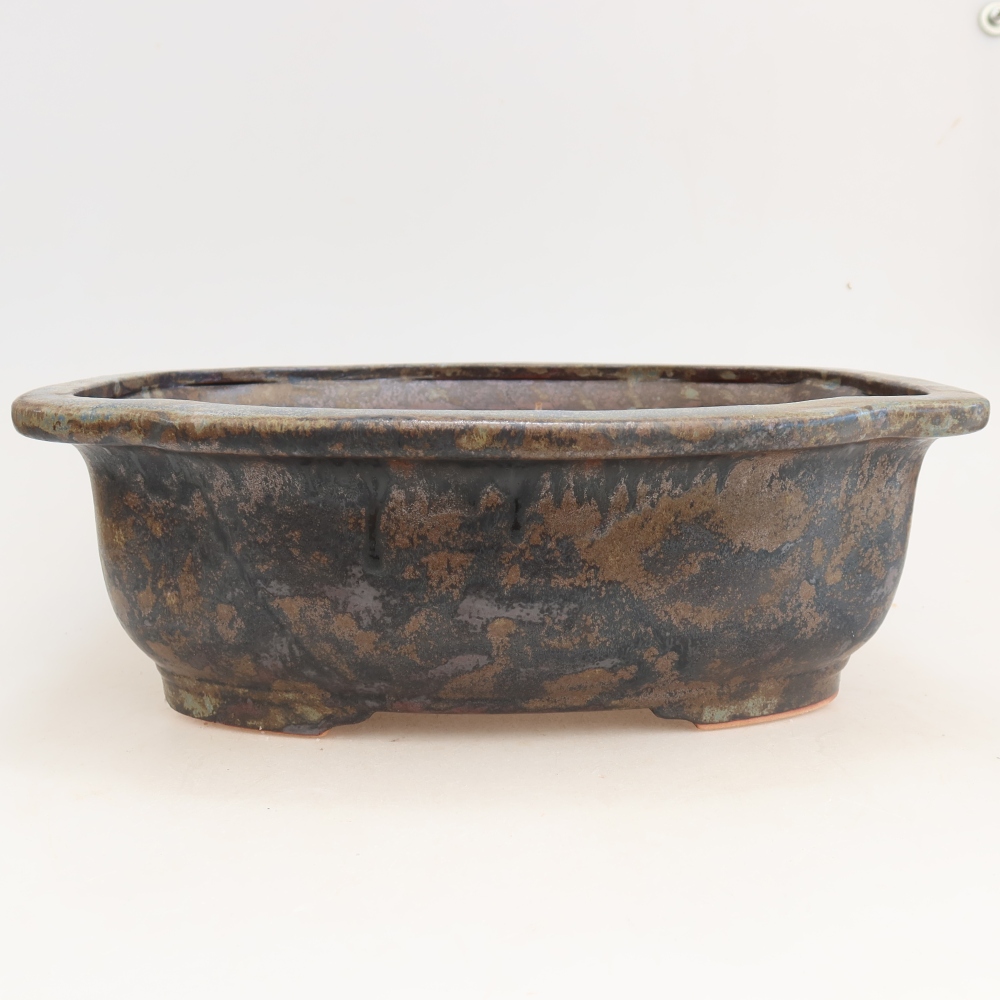 Keramická bonsai miska 30,5 x 25,5 x 10,5 cm, barva hnědomodrá