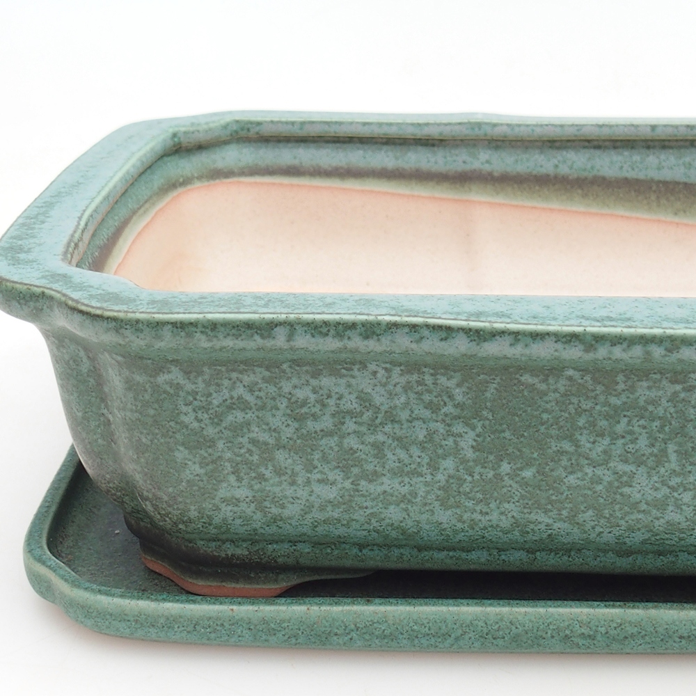 Bonsai miska + podmiska H20 - 26,5 x 21,5 x 6,5 cm. - zelená