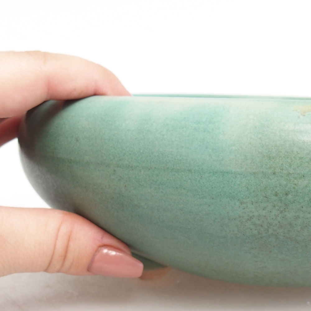 Keramická bonsai miska 21 x 21 x 7 cm, barva zelená