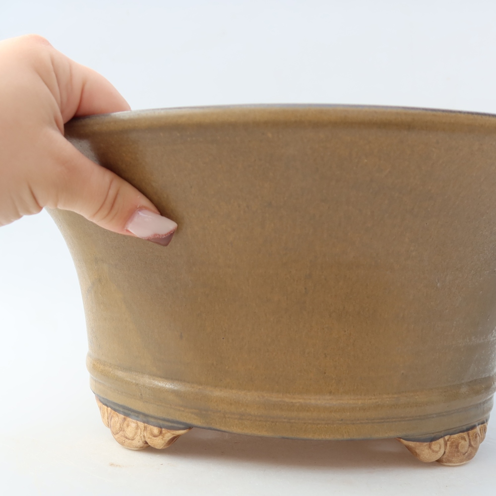 Keramická bonsai miska 31,5 x 31,5 x 14,5 cm, barva hnědá
