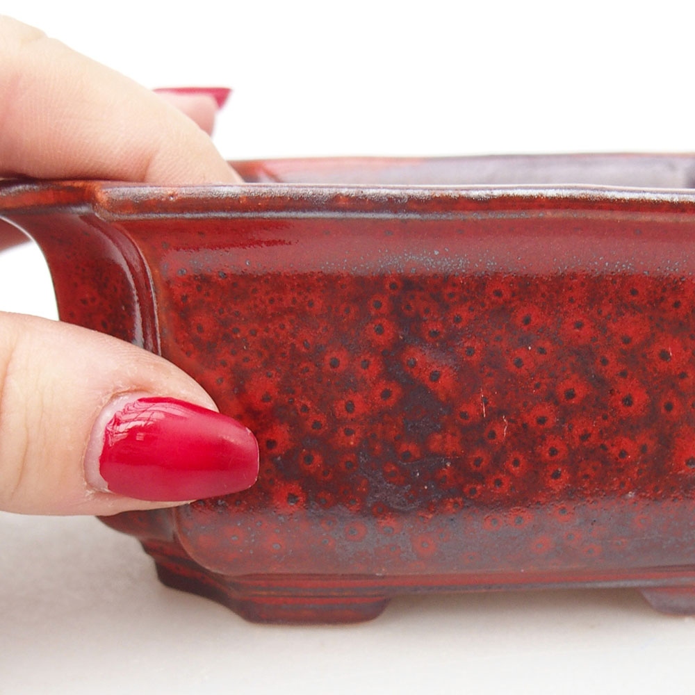 Keramická bonsai miska 12,5 x 9 x 5,5 cm, barva červená