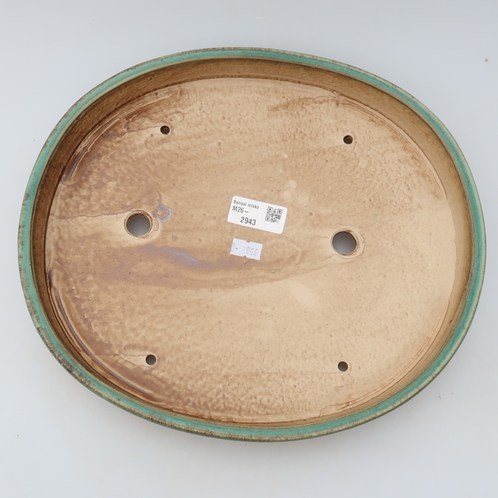 Keramická bonsai miska 31 x 27 x 4,5 cm, barva zelená