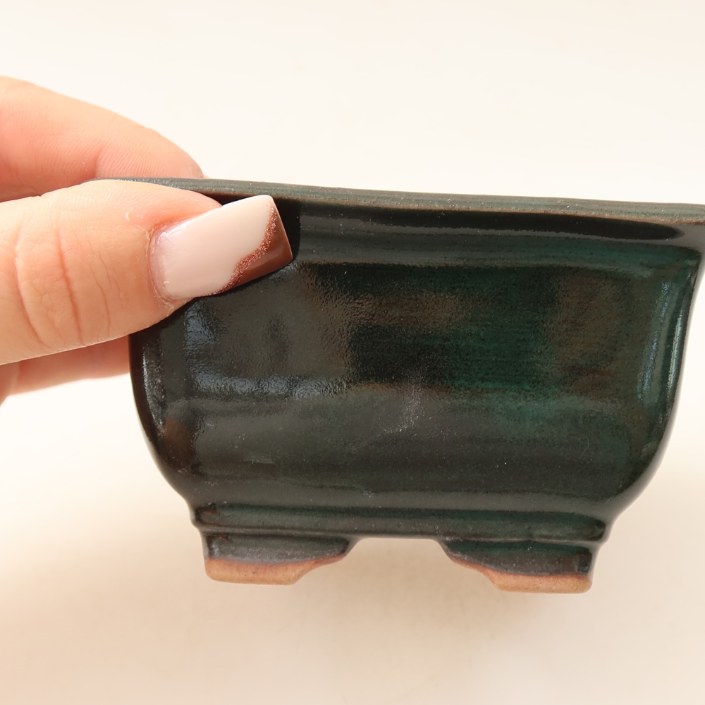 Keramická bonsai miska 9,5 x 9,5 x 5,5 cm, barva zelená