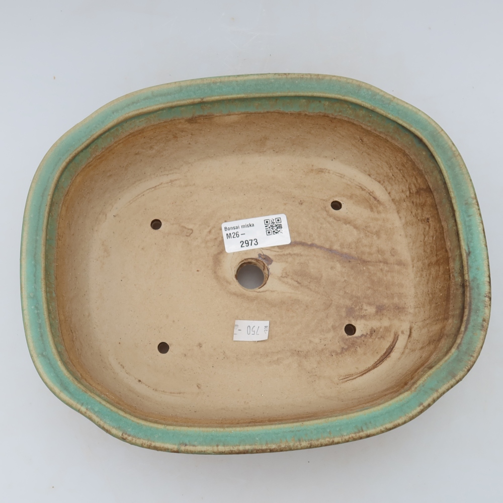 Keramická bonsai miska 25 x 21 x 8 cm, barva zelená