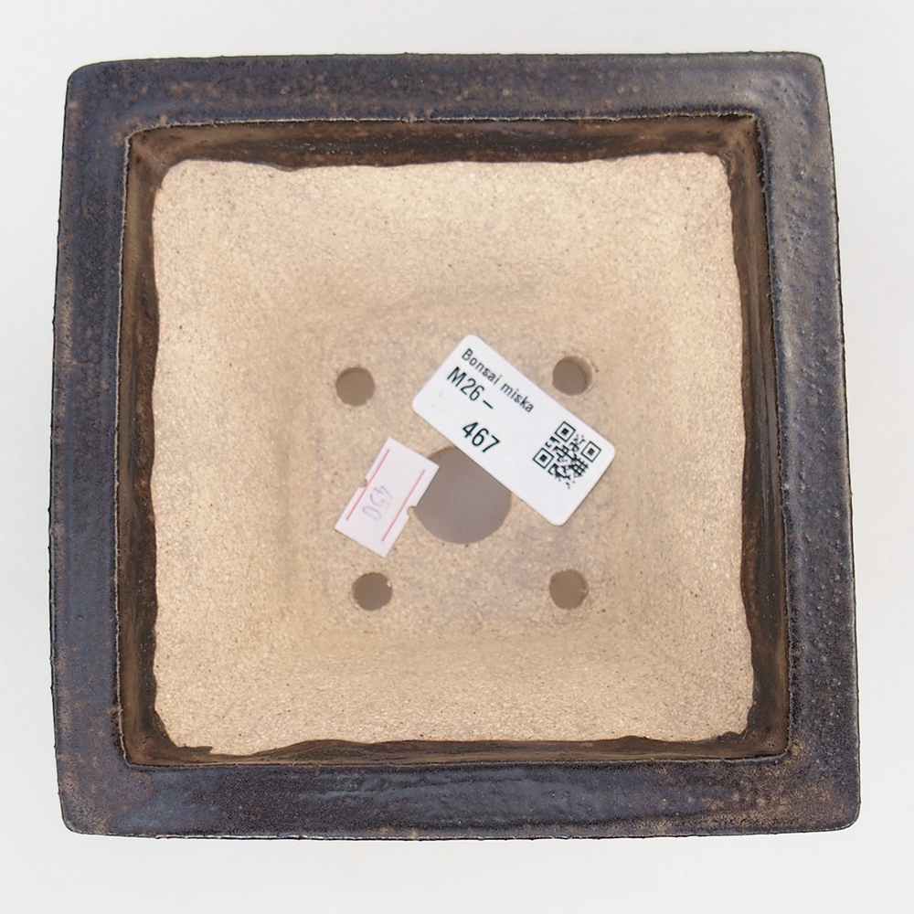 Keramická bonsai miska 13 x 13 x 8 cm, barva hnědá