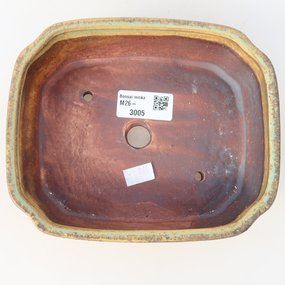 Keramická bonsai miska 17,5 x 14,5 x 5 cm, barva zelená