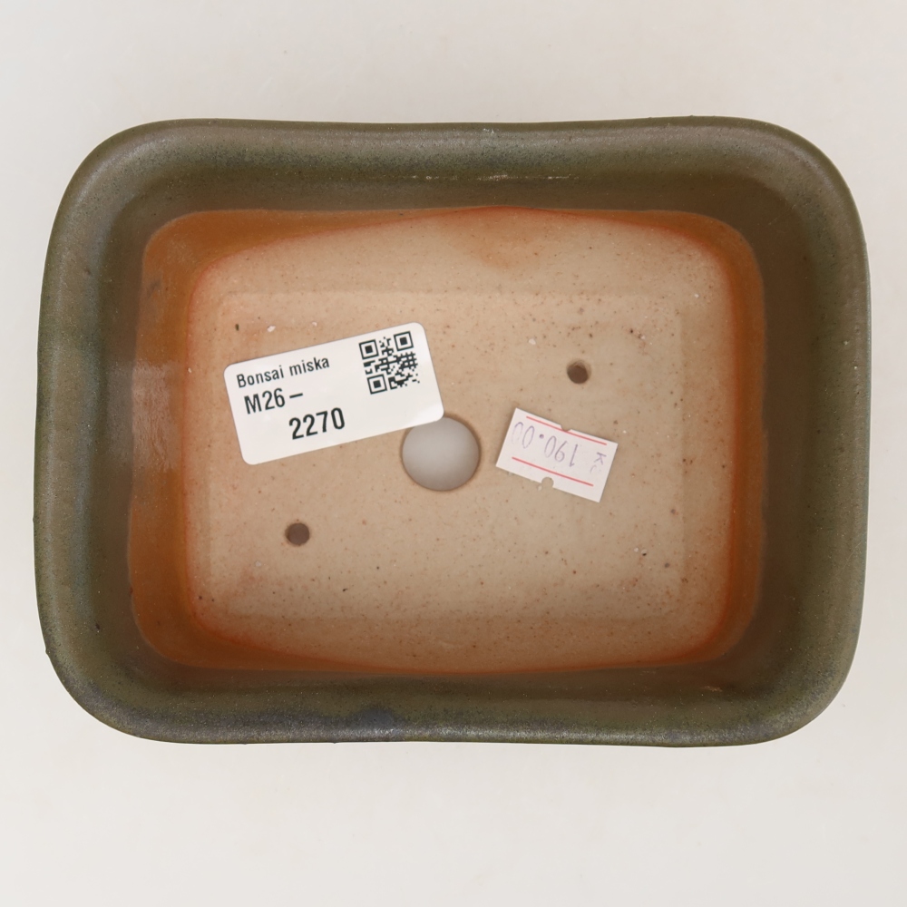 Keramická bonsai miska 13,5 x 10,5 x 6 cm, barva zelená