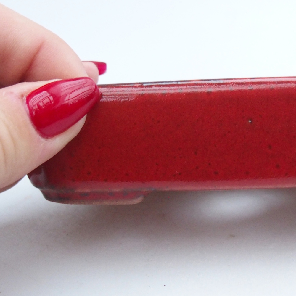 Keramická bonsai miska 12 x 9 x 3 cm, barva červená