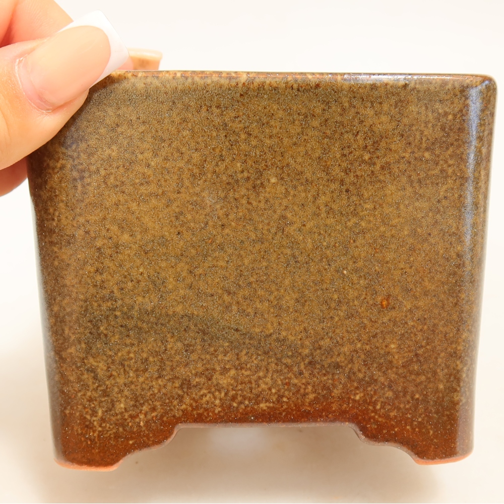 Keramická bonsai miska 10 x 10 x 8,5 cm, barva hnědá