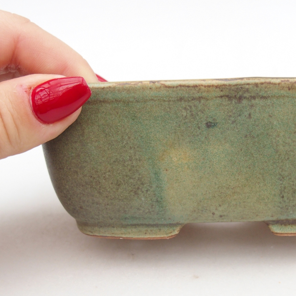 Keramická bonsai miska 12,5 x 10 x 5 cm, barva zelená