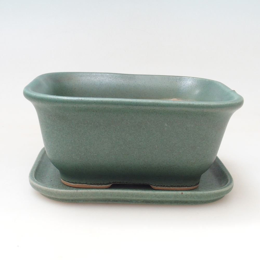 Bonsai miska + podmiska H38 - 12x10x5,5 cm. - zelená