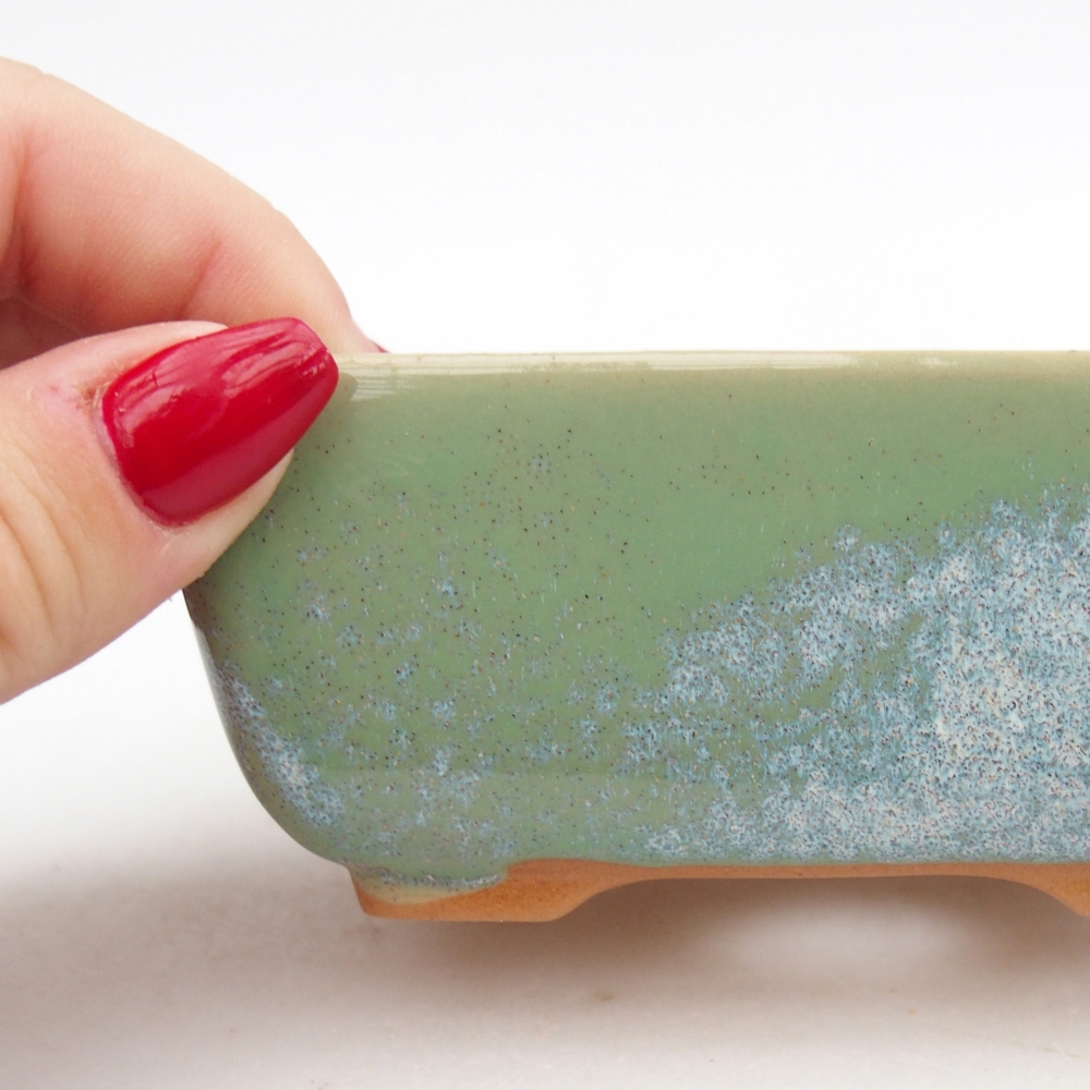 Keramická bonsai miska 10,5 x 7,5 x 4,5 cm, barva zelená