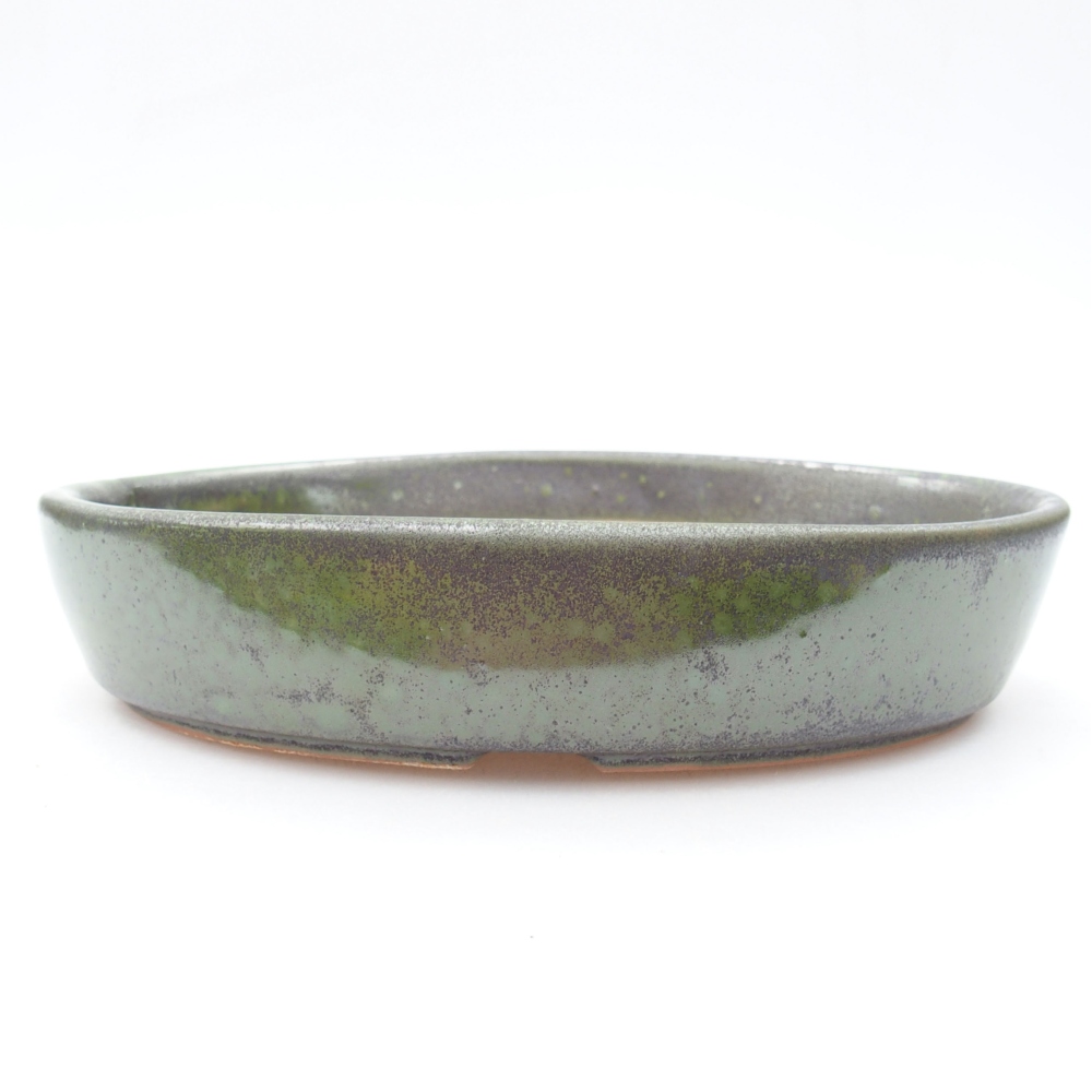 Keramická bonsai miska 18,5 x 13,5 x 4,5 cm, barva zelená