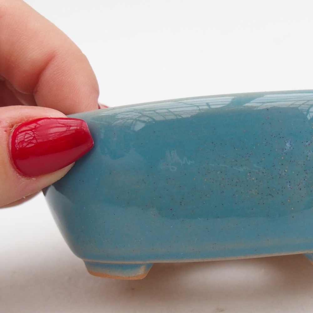 Keramická bonsai miska 9,5 x 7,5 x 3,5 cm, barva modrá