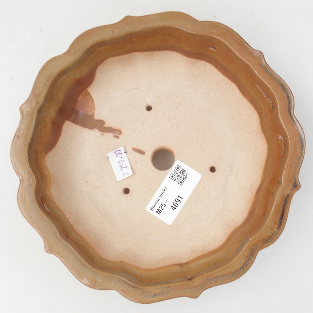 Keramická bonsai miska 18 x 18 x 5 cm, barva hnědá