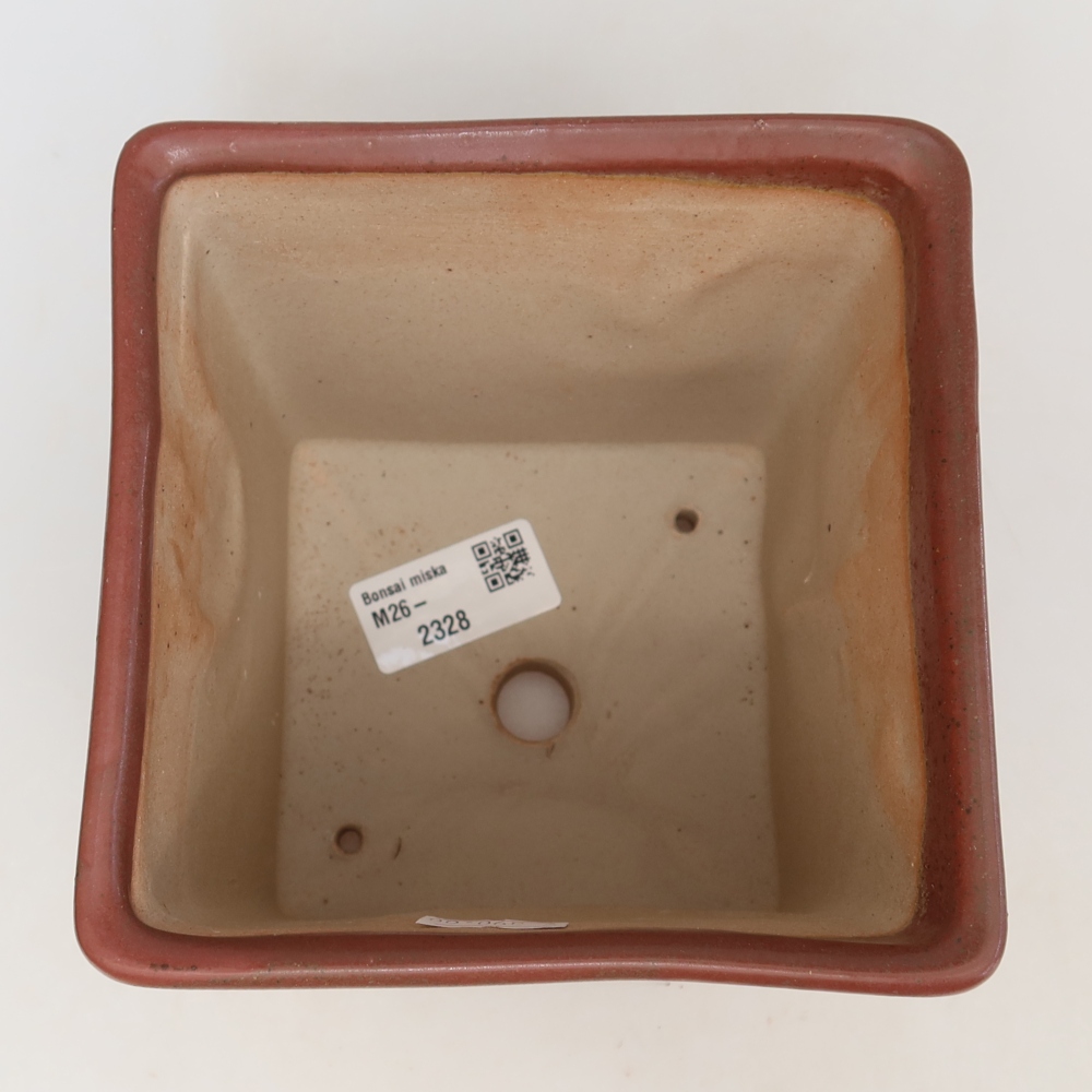 Keramická bonsai miska 13 x 13 x 14 cm, barva růžová